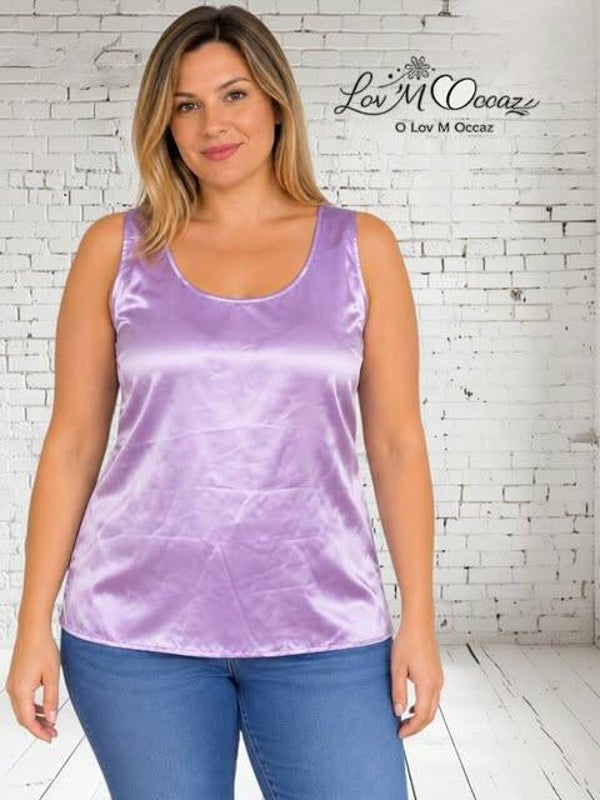 💜 Débardeur satiné lilas – Taille 44