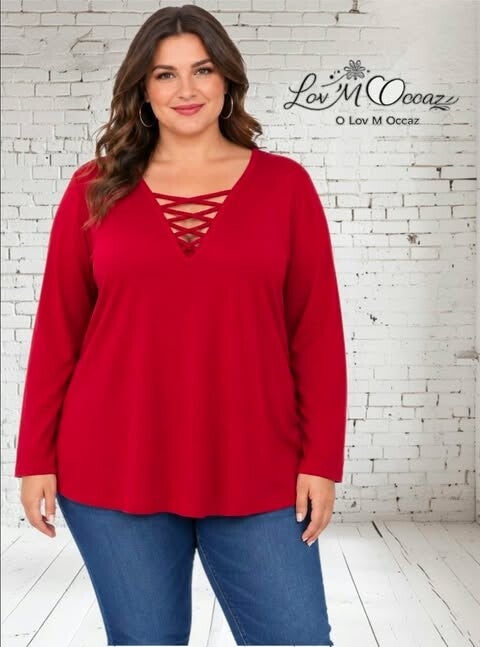 ❤️ Top manches longues « Rouge Passion » – Rainbow – Taille 48/50