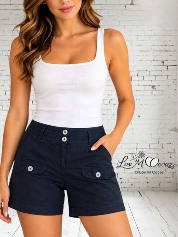 💙 Short Bermuda Thalassa Vintage Chic – Bleu Marine – Taille 42
