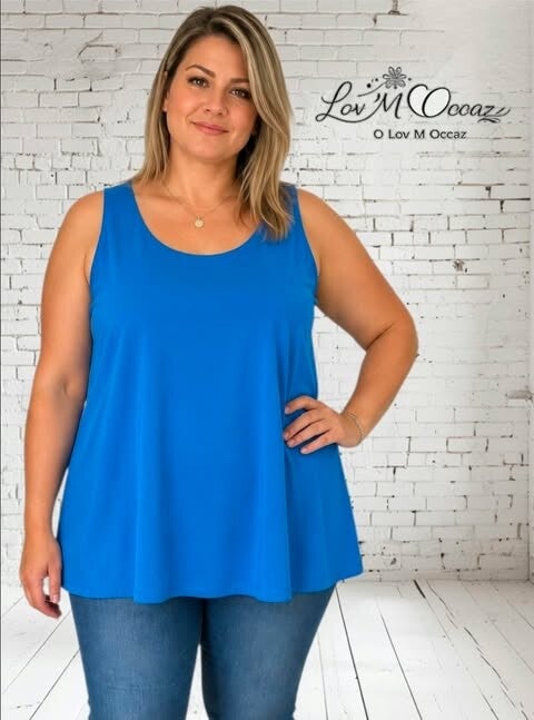 💙 Débardeur femme bleu – Taille 52 – Coupe fluide