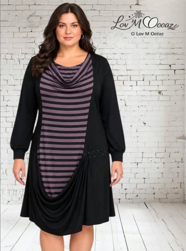 💜 Robe La Mode est à Vous – Noir & Violet – Taille 44