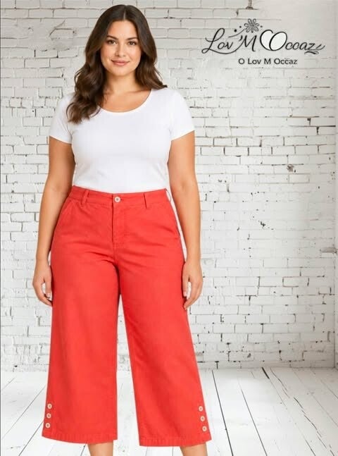 🪸 Pantalon 7/8 « Éclat Corail » – Taille XXL (convient à un 44/46)