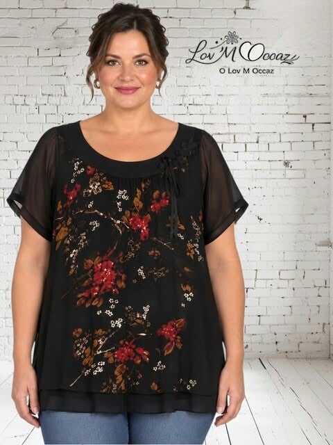 🖤 Tunique fluide noire & blanche à motif graphique – RIU – Taille 44/46