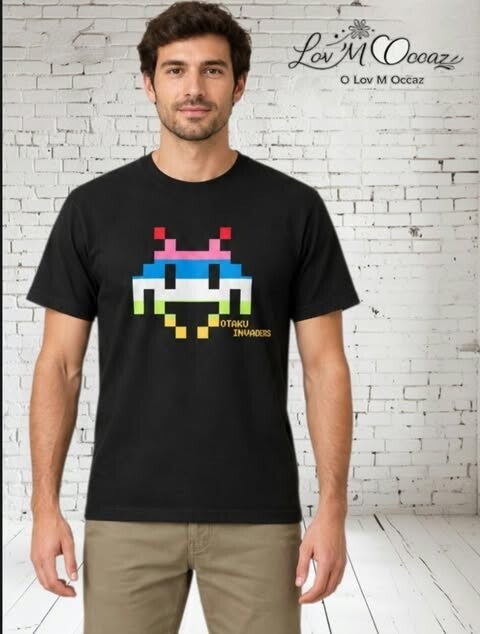 🎮 T-shirt « Otaku Invaders » – Homme – Taille XL