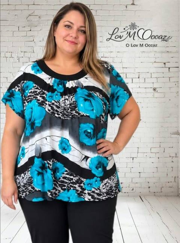 🌸 Top femme New Tilt fleuri noir – Taille 3XL (46/48)