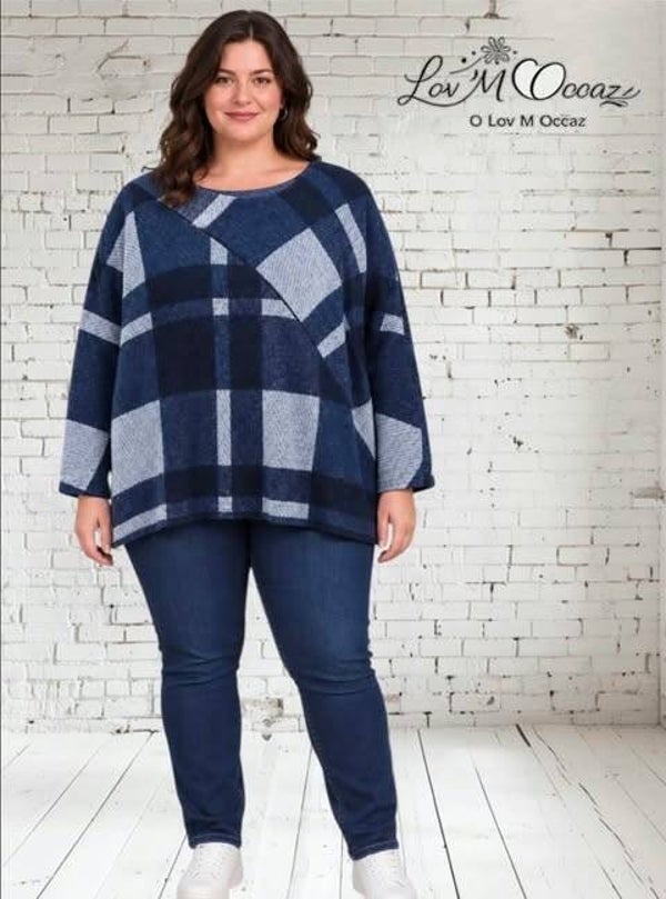 ❤️ Pull femme à carreaux – Taille 52/54