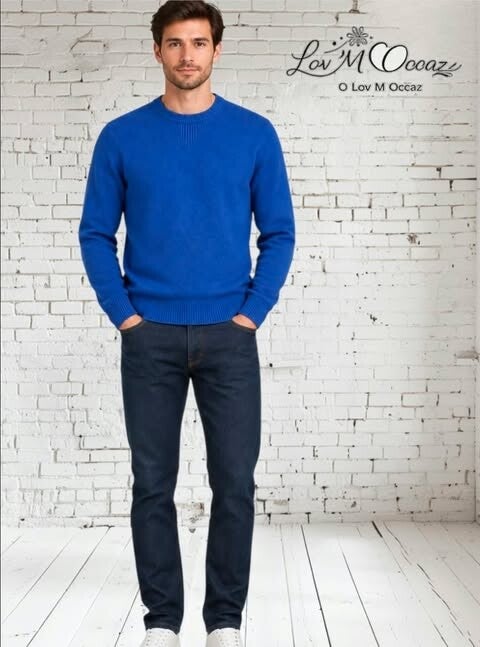 💙 Pull col rond Jules – Bleu électrique – Taille M