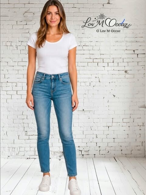 Jean femme Kaporal skinny bleu clair délavé – Taille L