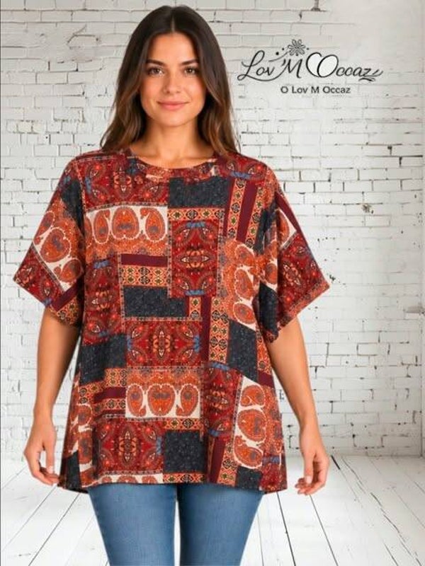 Blouse manches courtes/Tunique Chantal B – Taille 38
