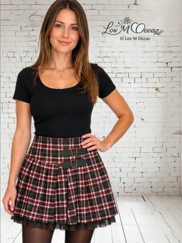 Jupe  plissée Apweiser – Marron et noir – Taille M