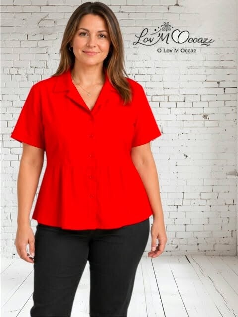 ❤️ Blouse chemisier rouge Pourquoi Pas – Taille L (40/42)