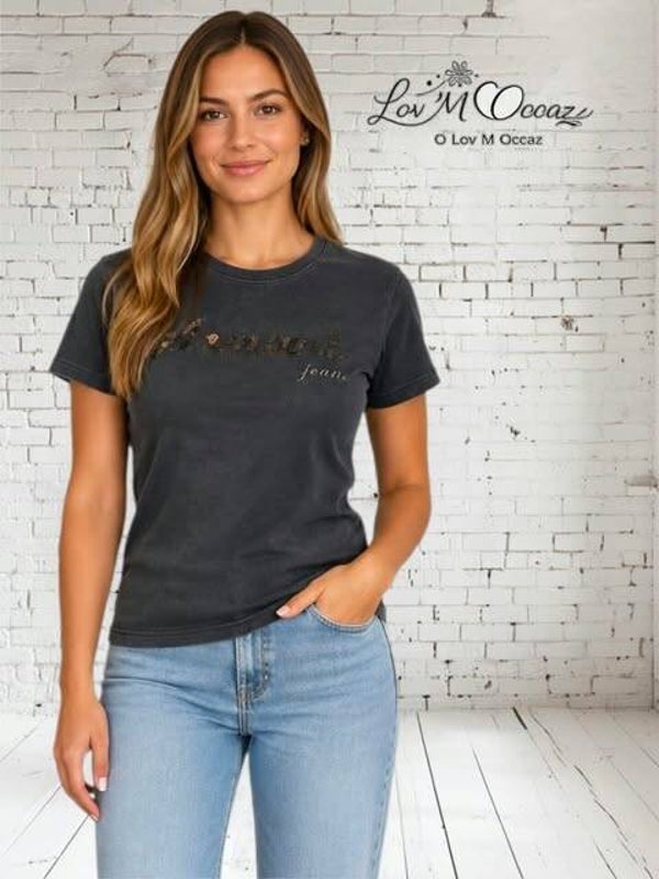 🖤 T-shirt noir femme Armani Jeans – Taille M / 38