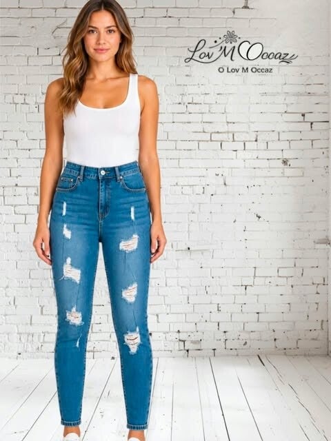 👖 Jean skinny bleu destroy femme – Denim – Taille M