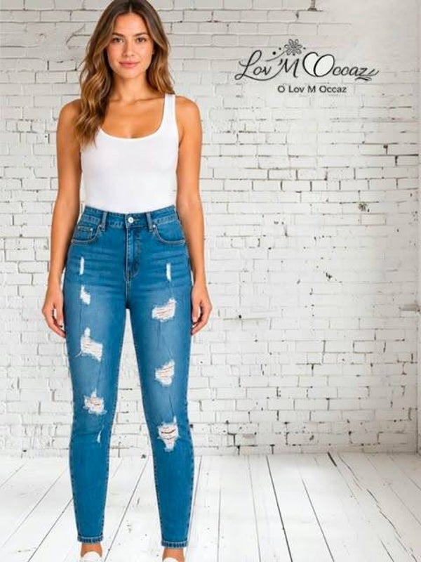👖 Jean skinny bleu destroy femme – Denim – Taille M