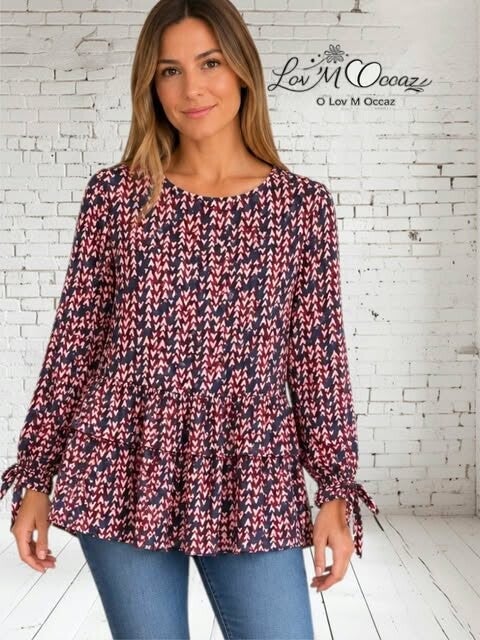 🌈 Blouse fluide évasée multicolore – Taille M / 38