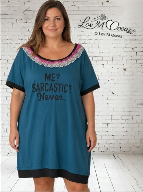 👚 Tunique T-shirt LulaRoe bleu canard avec dentelle et message original