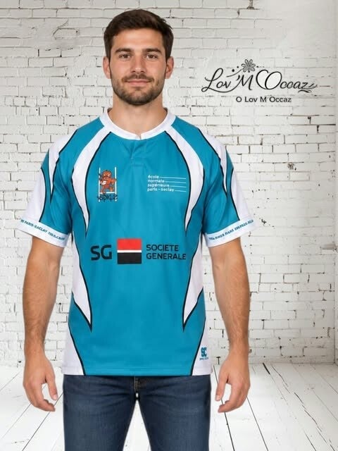 Maillot de rugby homme ENS Paris-Saclay bleu turquoise – Taille XL – Numéro 17