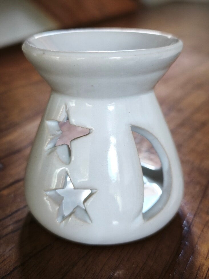 Quemador de aroma "Luna y Estrella" blanco