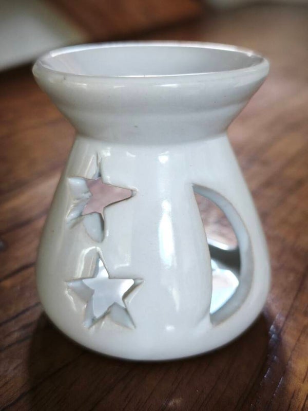 Quemador de aroma "Luna y Estrella" blanco