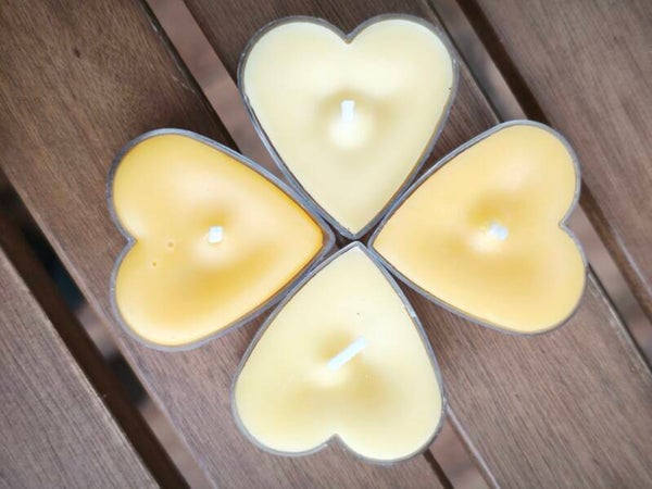 Set de 4 velas en forma de corazón