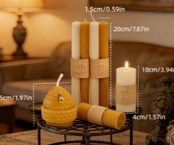 7 velas de cera de abeja surtidas