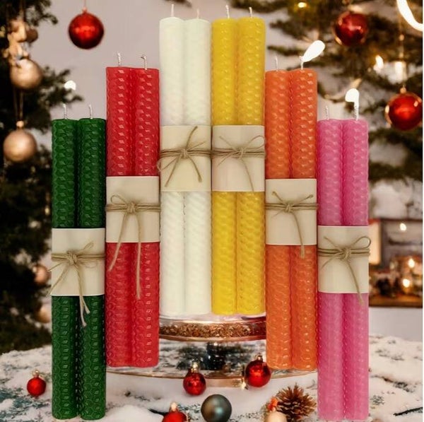 Velas de cera de abeja de colores con aroma a miel
