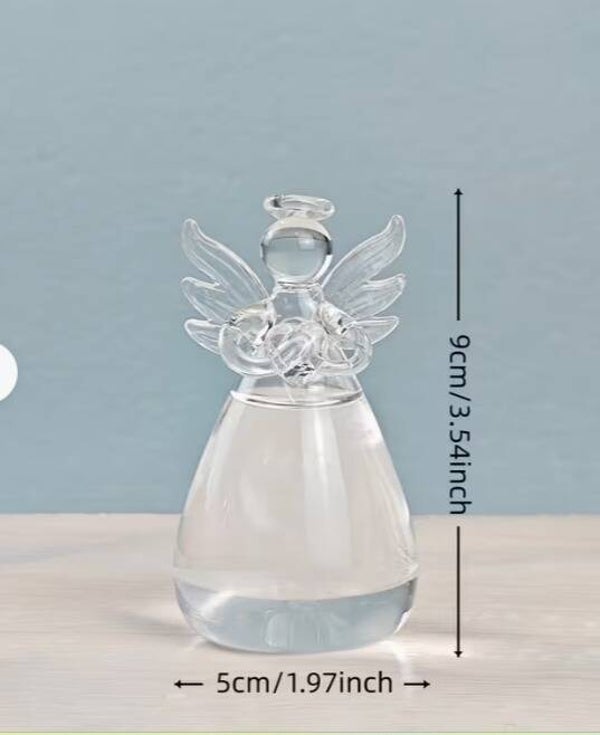 Jarron de vidrio de ángel con flor de cera