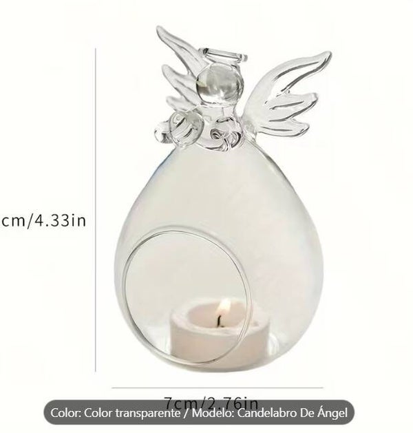 Portavela angel con 3 velas de té aromatizada