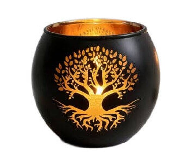 Portavela de cristal brillante "Árbol de la Vida"