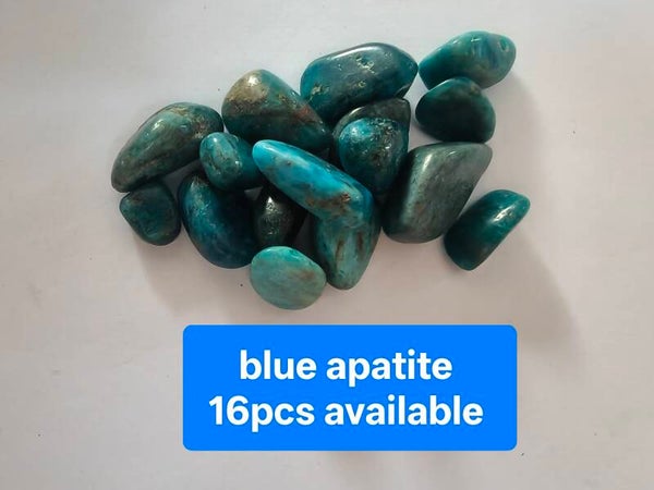 Blue apatite tumbles