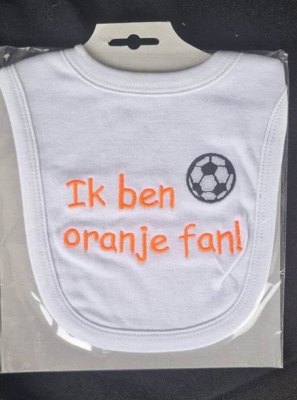 Slabbetje - Ik ben oranje fan! - Wit/Oranje/Zwart