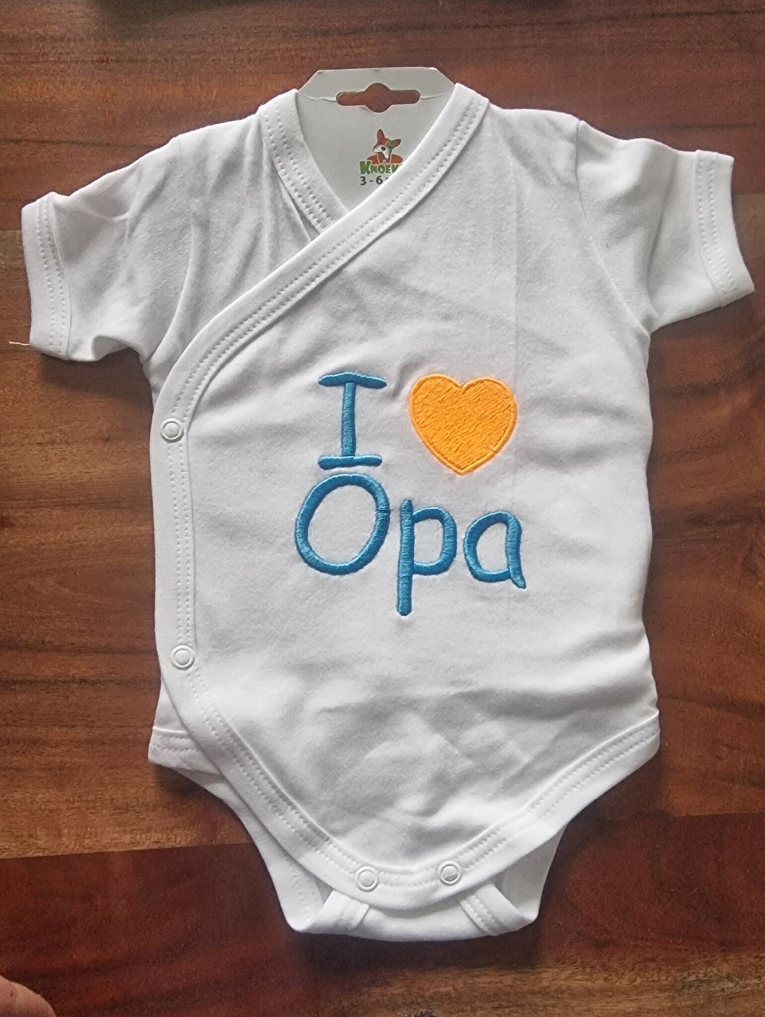 Rompertje - I <3 Opa - wit/lichtblauw/LichtOrange