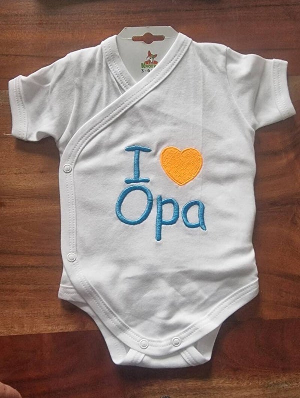 Rompertje - I <3 Opa - wit/lichtblauw/LichtOrange