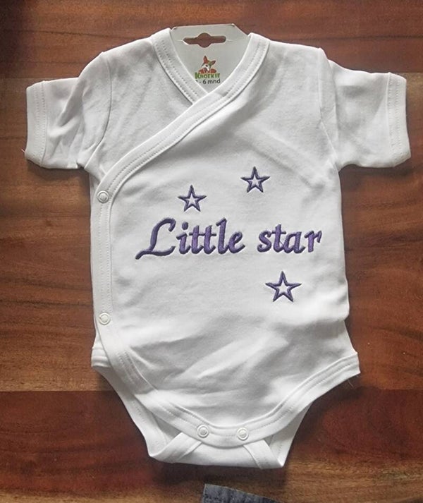Rompertje - little Star - wit/Donker Paars