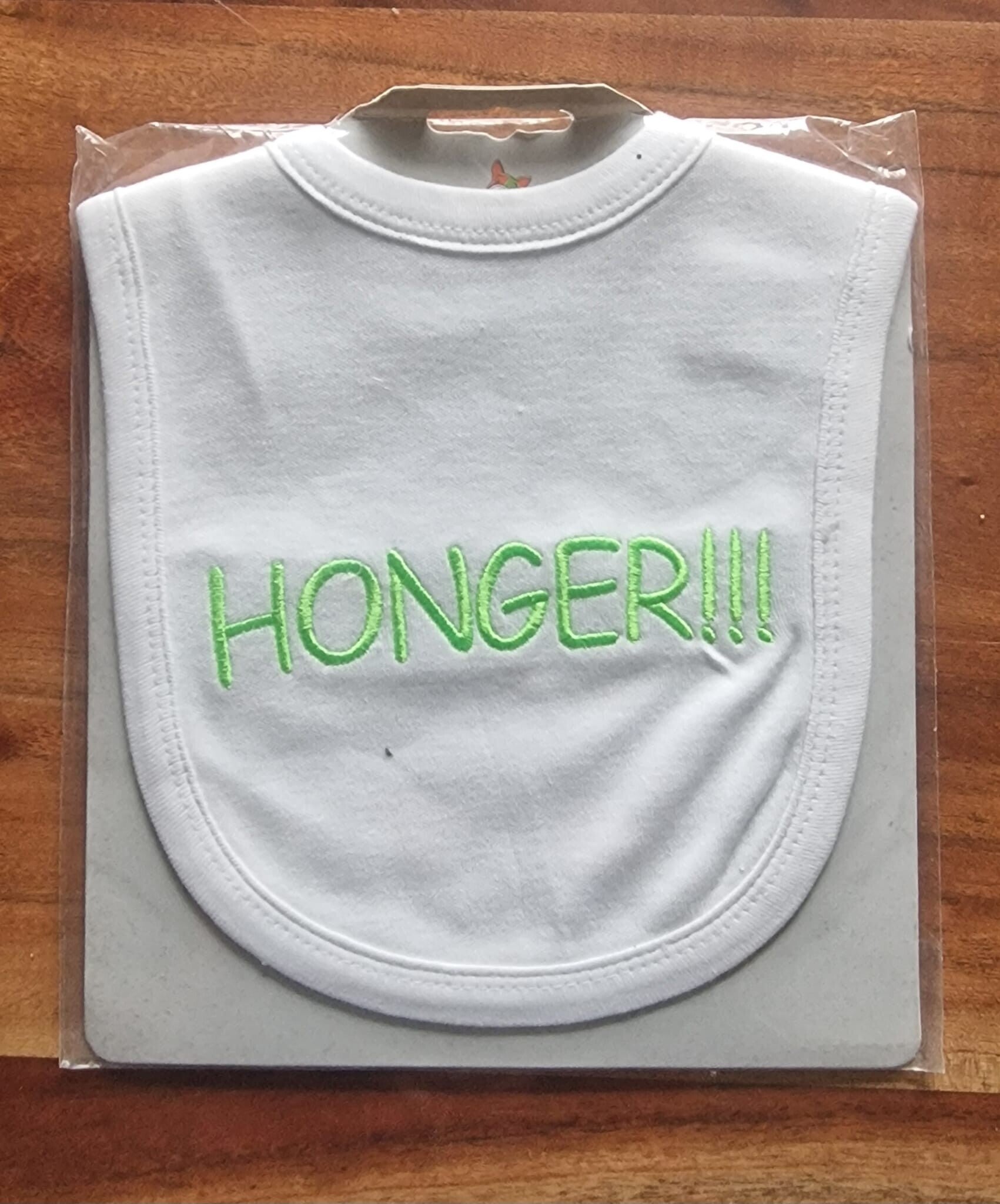 Slabbetje - honger!!! - Wit/licht Groen.
