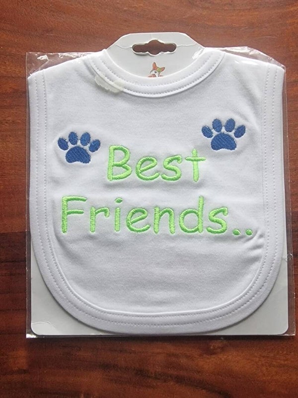 Slabbetje - Best Friends - Wit/licht Groen/donker Blauw