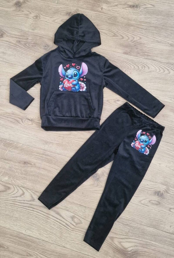 huispak fluweel stitch harten - zwart