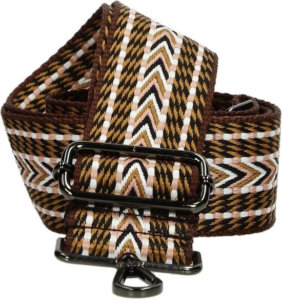 Bag strap - Festival tassenriem - schouderband/riem - zalm/bruin/wit/zwart
