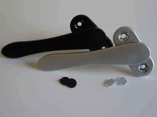 Platte Raamkruk (15mm diep) combi Blank Aluminium - Zwart