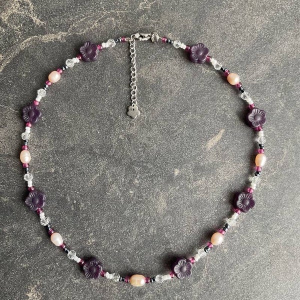 Purple Flowers Necklace