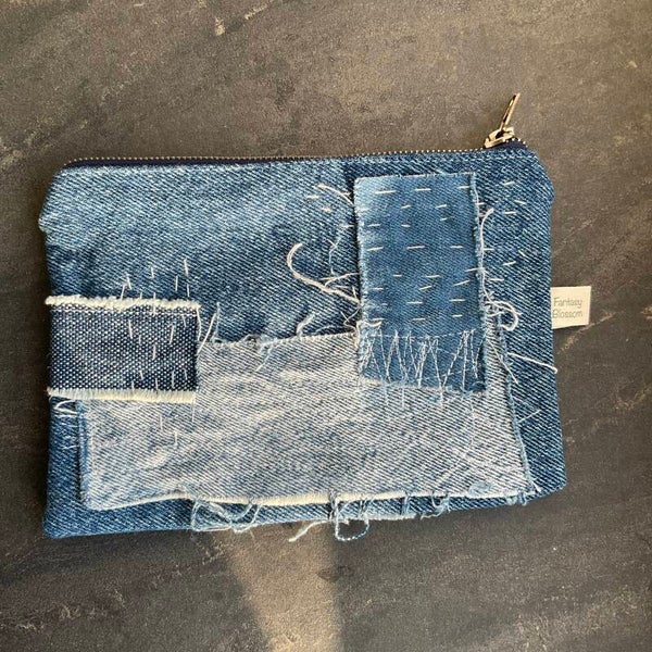 Distress Denim Pouch