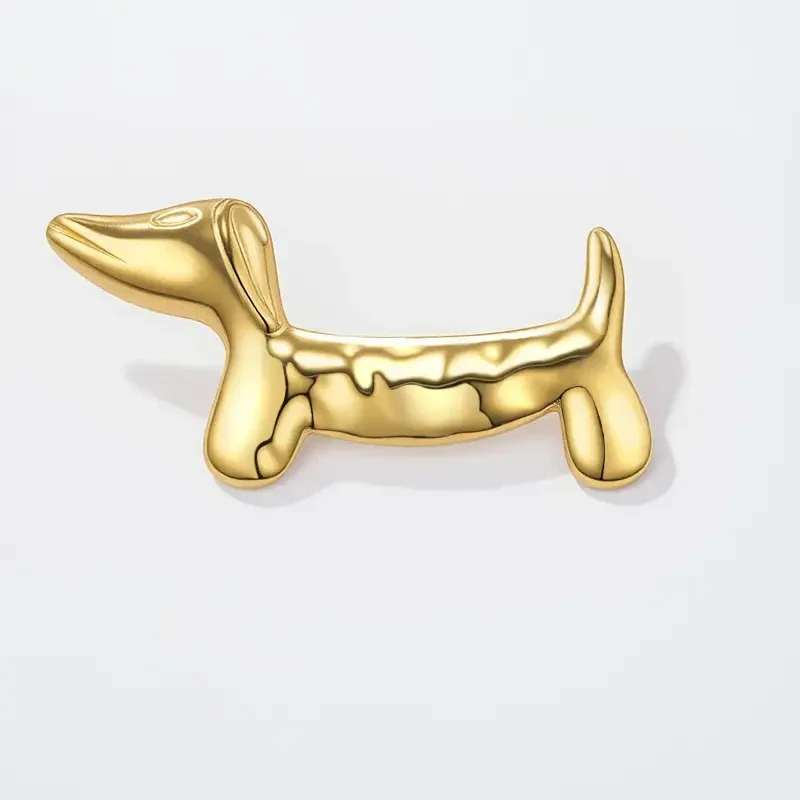 Broche - Teckel - RVS - Goud