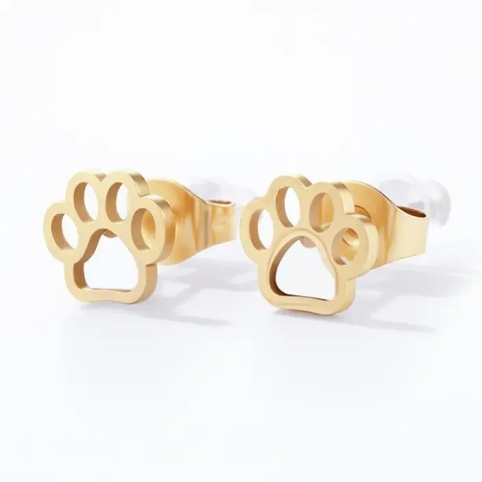 06. Oorbellen - Paws - RVS - Goud
