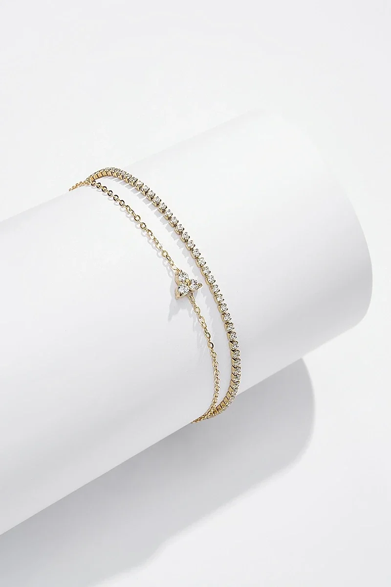 16. Armband - Double Tennis - RVS - Goud