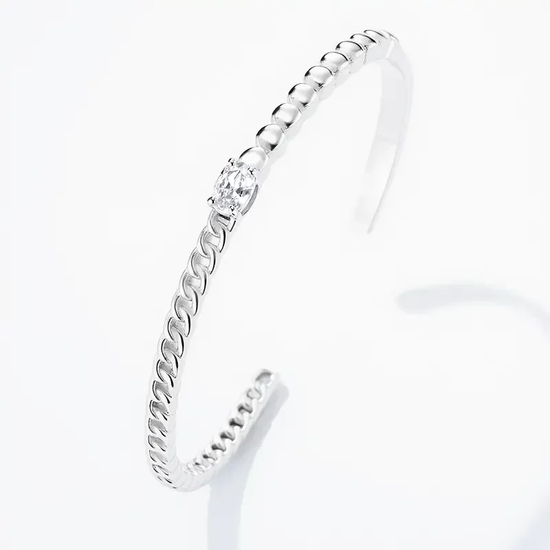 10. Armband - Chain with stone - RVS - Zilver