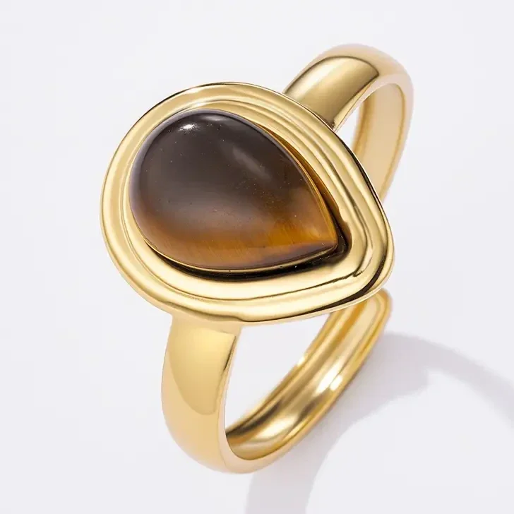 30. Ring Color Stone - RVS - Goud