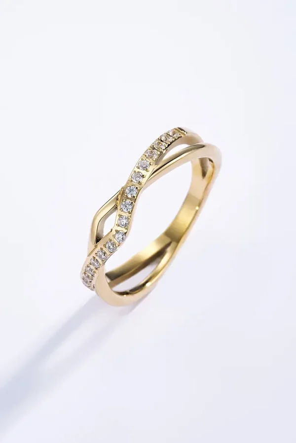 01. Ring - Zigzag - RVS - Goud - Maat 9