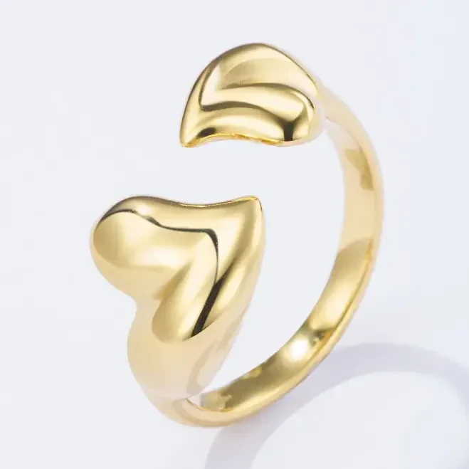 18. Ring - Double Heart - RVS - Goud