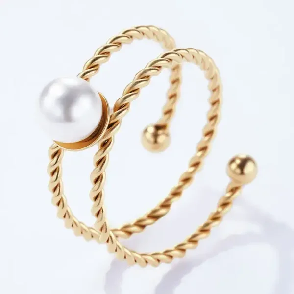 40. Ring - Knot Pearl - RVS - Goud