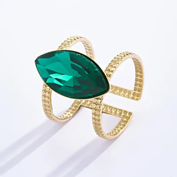 19. Ring - Big Stone - RVS - Goud